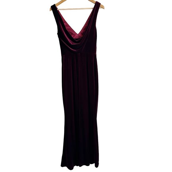 Revelry Dakota Velvet Maxi Dress Bridesmaid Holiday Deep Burgundy 2 - Picture 6 of 11